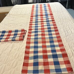 Red and Blue Checkered Table Runner